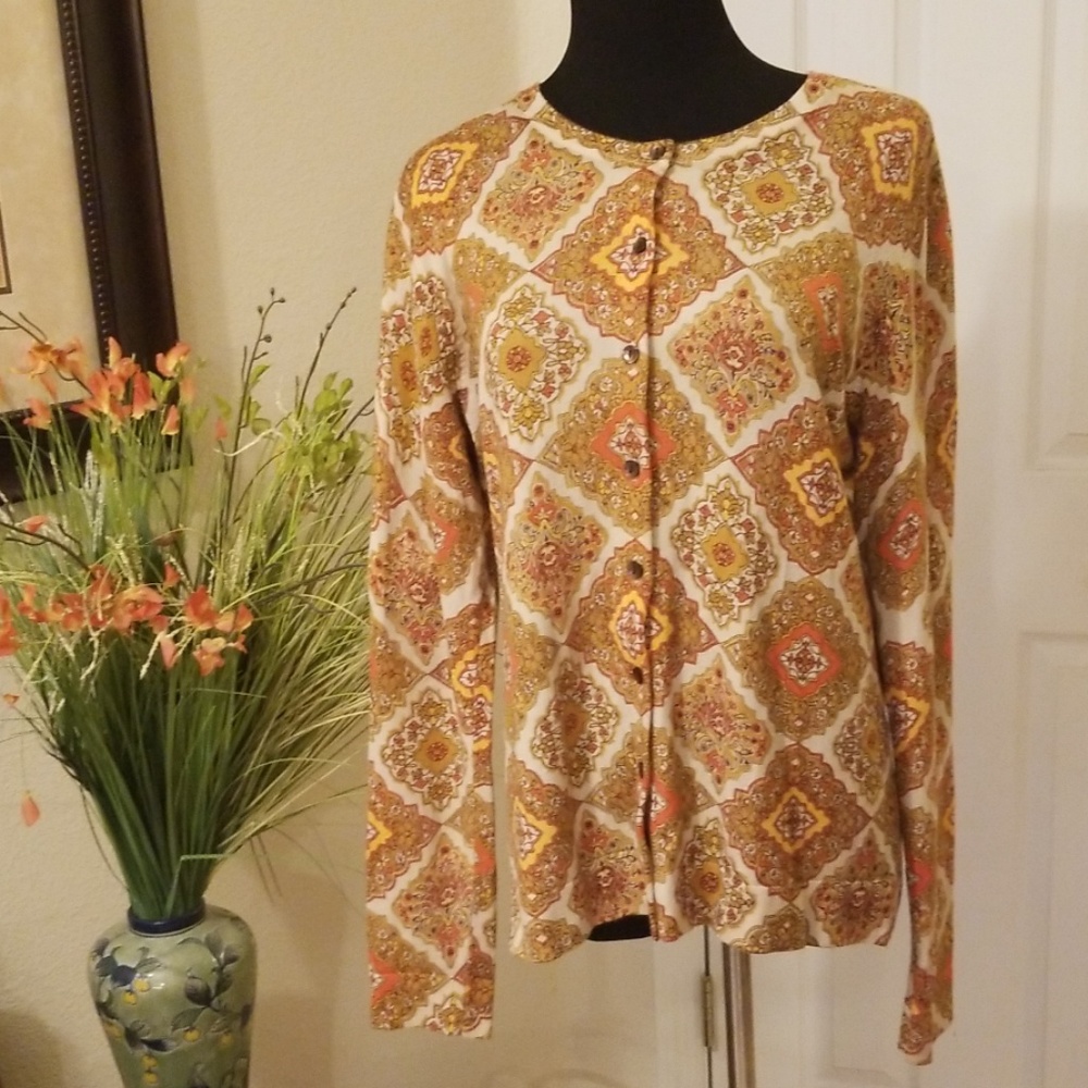 EUC Patterned cardigan sweater by Charter Club, L
